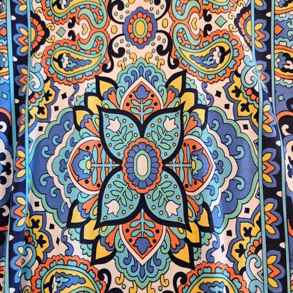 Liz Claiborne Blue, Orange Medallion Print Knit Shift Dress, Size 10 - Picture 5 of 9